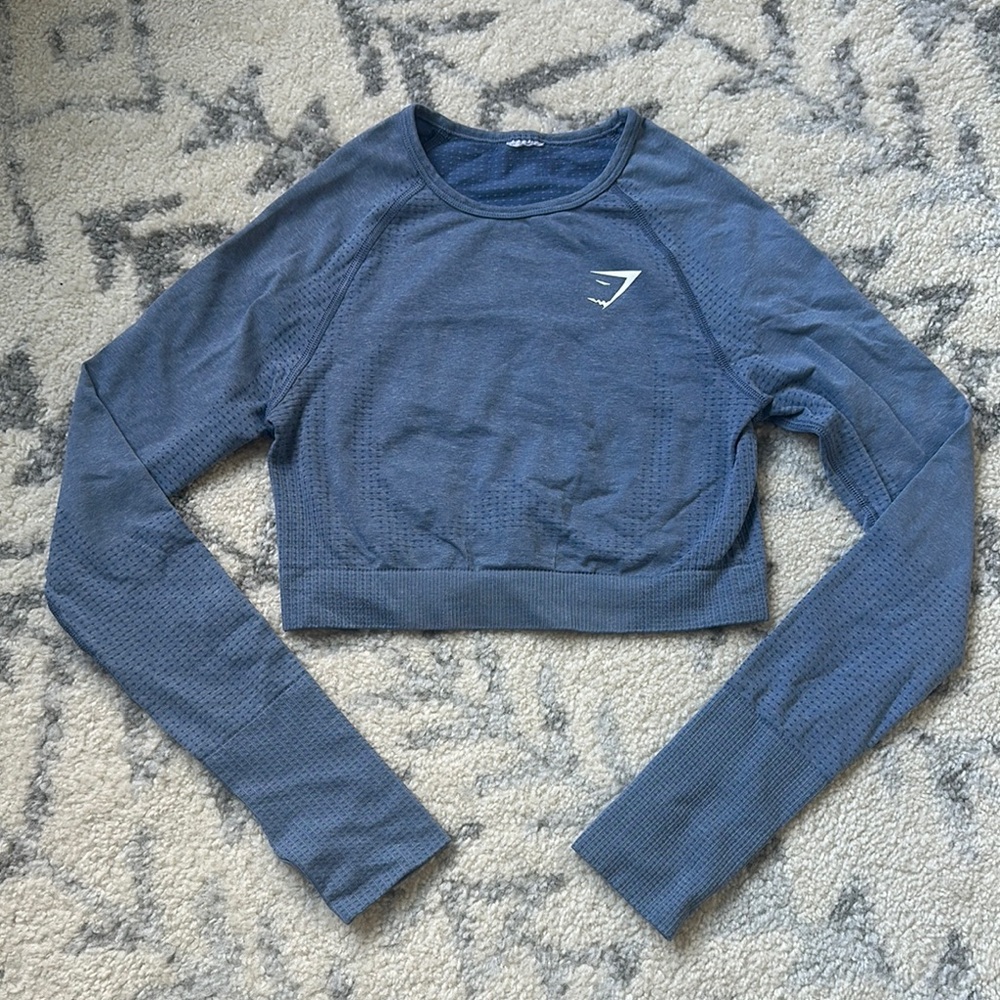 Gymshark Slate Blue Long Sleeve Crop Top
